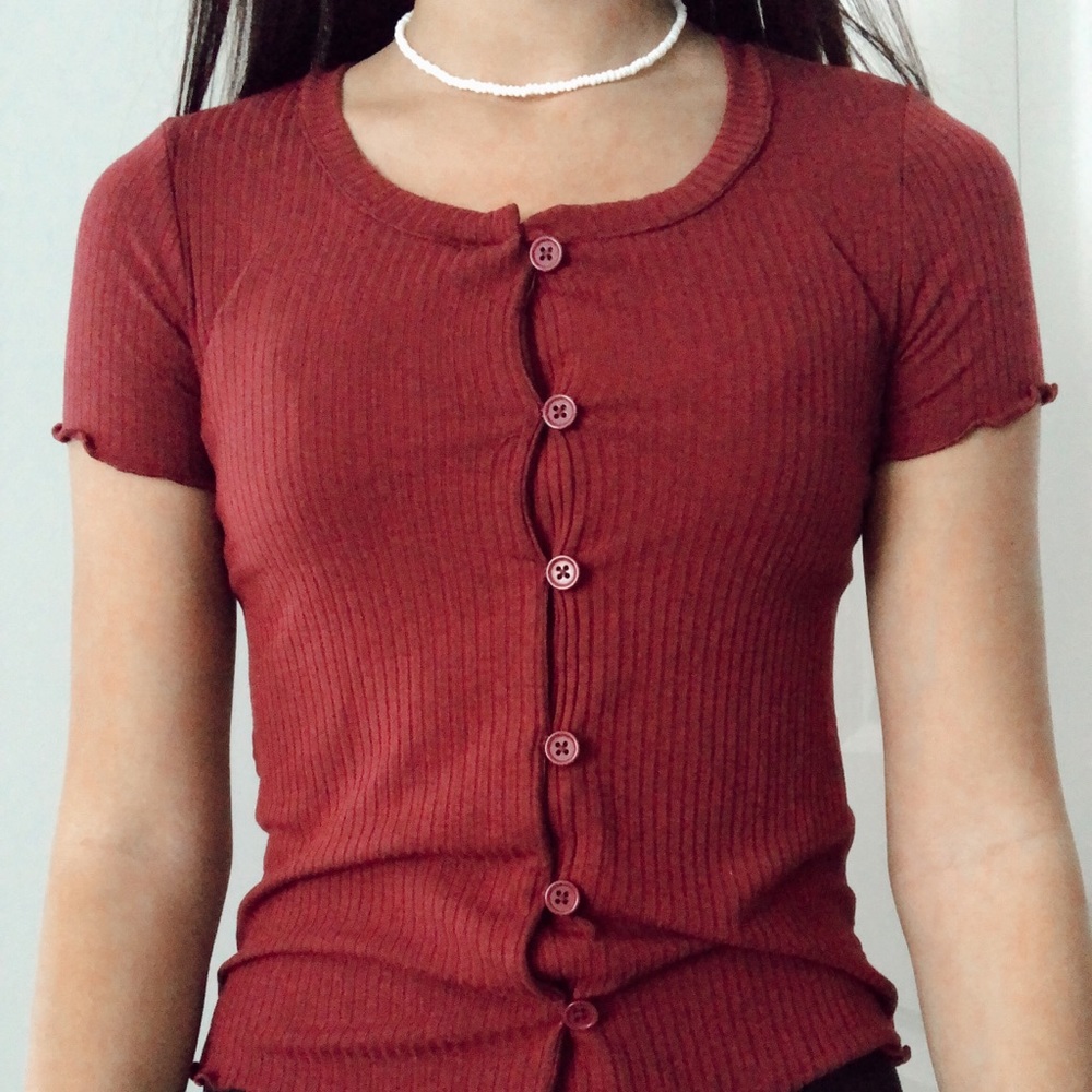red button up shirt